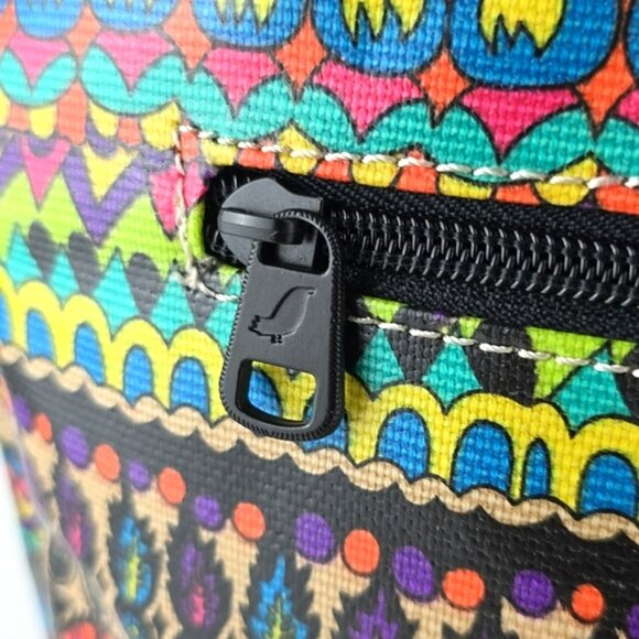 Sakroots Crossbody Medium Bag Coated Canvas Boho Art-To-Wear Multi Color Neon - Picture 8 of 16